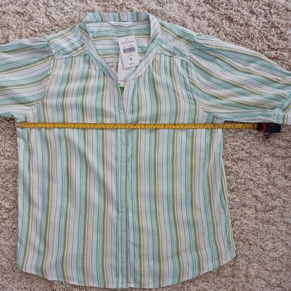 NWT Northern Reflections Womens White Size Large Short Sleeve Blouse Striped - Picture 8 of 8